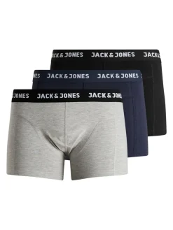 JACK & JONES Jacanthony trunks (3-pack), heren boxers normale lengte, zwart, blauw en grijs