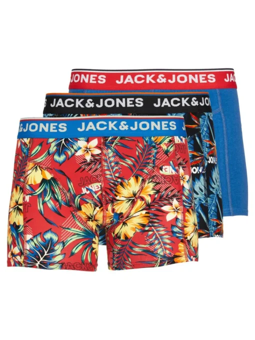 JACK & JONES Jacazores trunks (3-pack), heren boxers normale lengte, zwart, rood en blauw