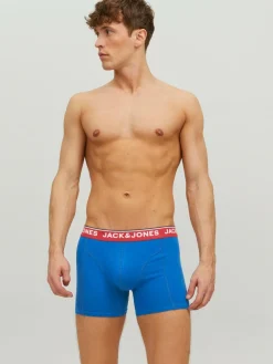 JACK & JONES Jacazores trunks (3-pack), heren boxers normale lengte, zwart, rood en blauw