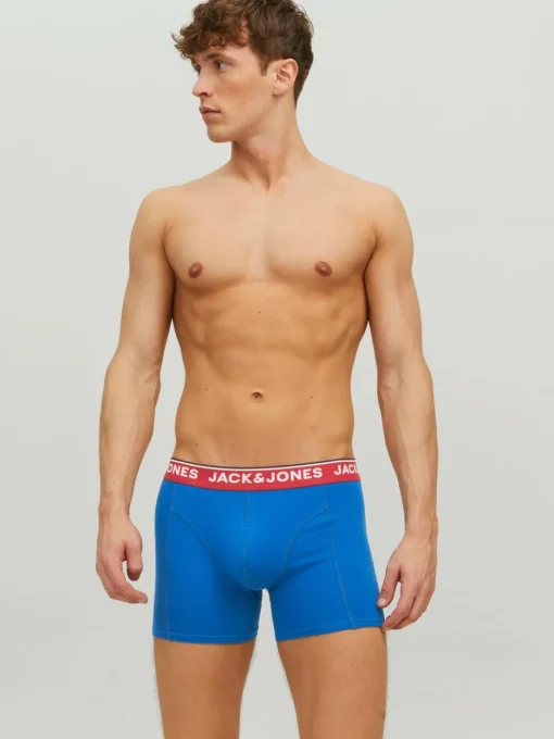 JACK & JONES Jacazores trunks (3-pack), heren boxers normale lengte, zwart, rood en blauw