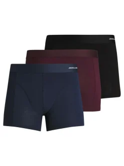 JACK & JONES Jacbasic bamboo trunks (3-pack), heren boxers normale lengte, blauw, zwart en donkerrood