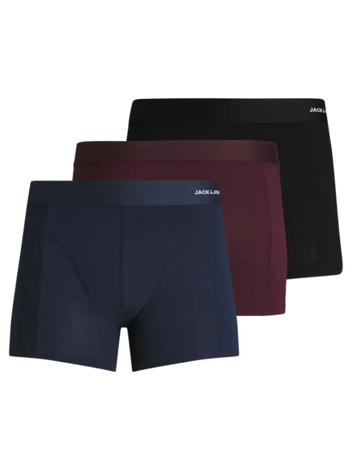 JACK & JONES Jacbasic bamboo trunks (3-pack), heren boxers normale lengte, blauw, zwart en donkerrood