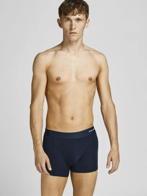 JACK & JONES Jacbasic bamboo trunks (3-pack), heren boxers normale lengte, blauw, zwart en donkerrood