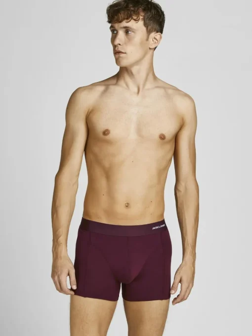 JACK & JONES Jacbasic bamboo trunks (3-pack), heren boxers normale lengte, blauw, zwart en donkerrood