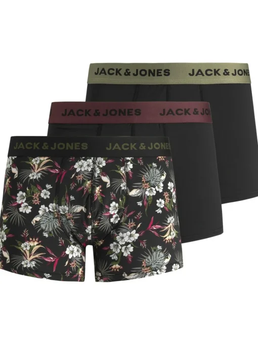 JACK & JONES Jacflower microfiber (3-pack), heren boxers normale lengte, zwart