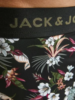 JACK & JONES Jacflower microfiber (3-pack), heren boxers normale lengte, zwart