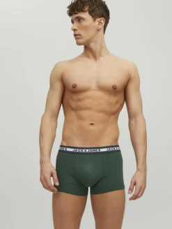 JACK & JONES Jacoliver trunks (5-pack), heren boxers normale lengte, zwart, groen, grijs, donkerrood en blauw