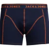 JACK & JONES Jacsimple trunks (1-pack), heren boxer normale lengte, blauw met oranje stiksels