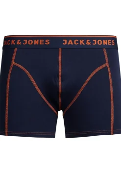 JACK & JONES Jacsimple trunks (1-pack), heren boxer normale lengte, blauw met oranje stiksels