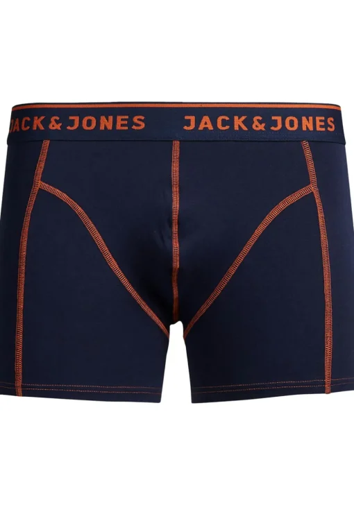 JACK & JONES Jacsimple trunks (1-pack), heren boxer normale lengte, blauw met oranje stiksels