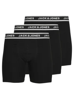 JACK & JONES Jacsolid boxer briefs (3-pack), heren boxers extra lang, zwart