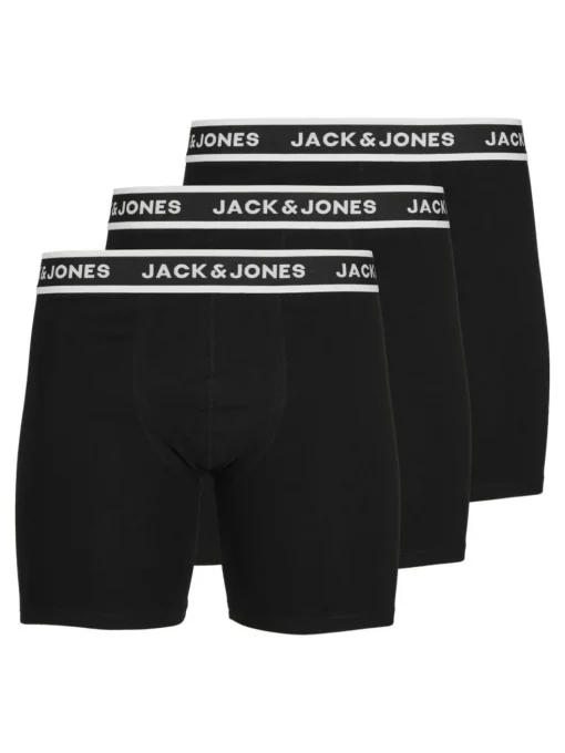 JACK & JONES Jacsolid boxer briefs (3-pack), heren boxers extra lang, zwart