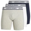 JACK & JONES Jacsolid boxer briefs (3-pack), heren boxers extra lang, lichtgrijs, wit en blauw