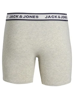 JACK & JONES Jacsolid boxer briefs (3-pack), heren boxers extra lang, lichtgrijs, wit en blauw