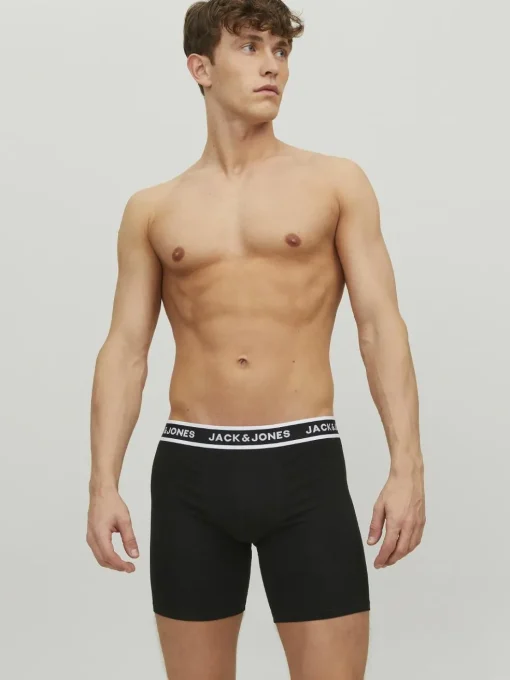 JACK & JONES Jacsolid boxer briefs (3-pack), heren boxers extra lang, zwart