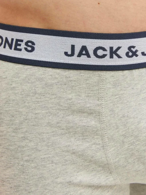 JACK & JONES Jacsolid boxer briefs (3-pack), heren boxers extra lang, lichtgrijs, wit en blauw