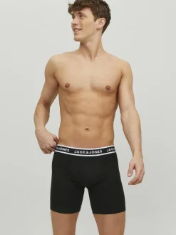 JACK & JONES Jacsolid boxer briefs (3-pack), heren boxers extra lang, zwart
