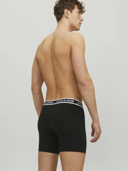JACK & JONES Jacsolid boxer briefs (3-pack), heren boxers extra lang, zwart