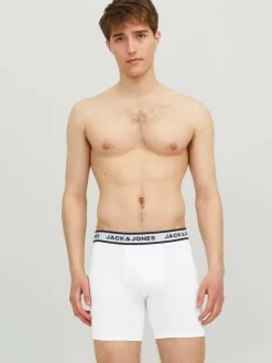 JACK & JONES Jacsolid boxer briefs (3-pack), heren boxers extra lang, lichtgrijs, wit en blauw