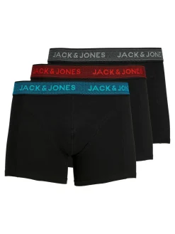 JACK & JONES Jacwaistband trunks (3-pack), heren boxers normale lengte, grijs, blauw en rood
