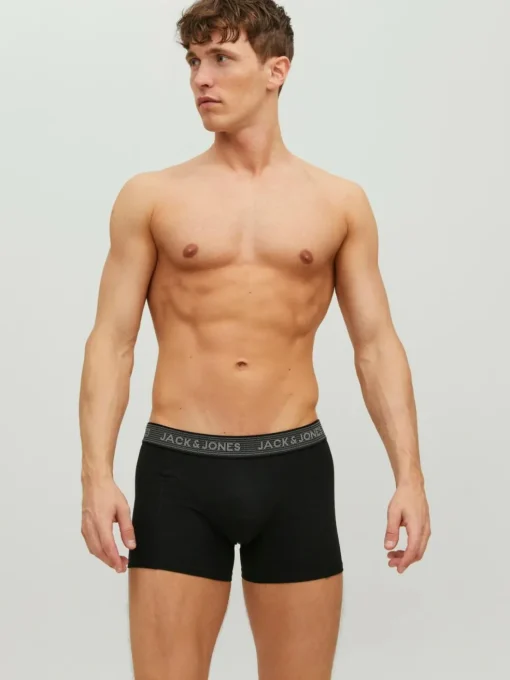 JACK & JONES Jacwaistband trunks (3-pack), heren boxers normale lengte, grijs, blauw en rood