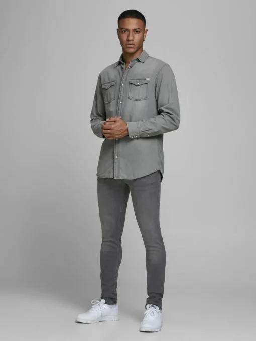 JACK & JONES Liam Original loose fit, heren jeans, grijs denim