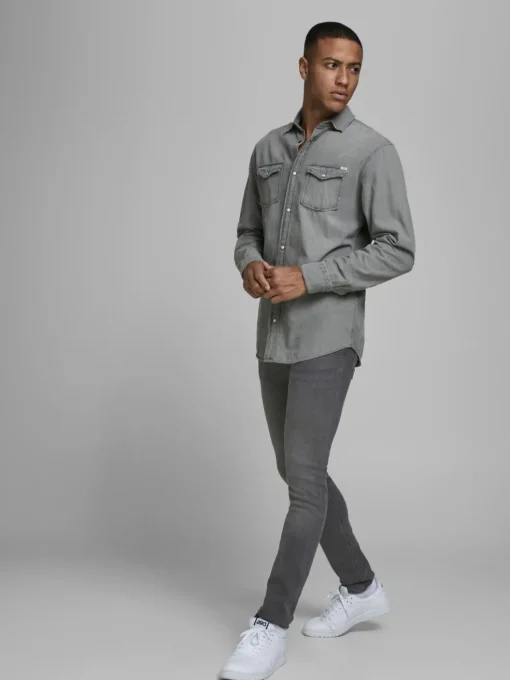 JACK & JONES Liam Original loose fit, heren jeans, grijs denim
