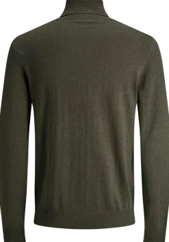 JACK & JONES slim fit coltrui katoen, olijfgroen