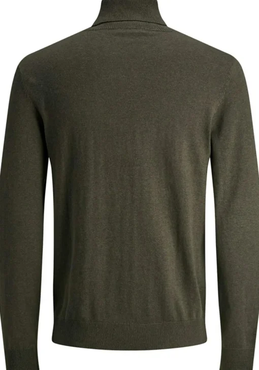 JACK & JONES slim fit coltrui katoen, olijfgroen