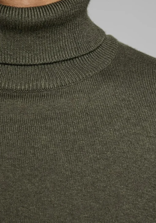 JACK & JONES slim fit coltrui katoen, olijfgroen