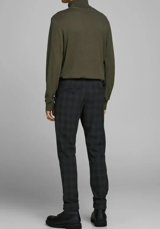 JACK & JONES slim fit coltrui katoen, olijfgroen