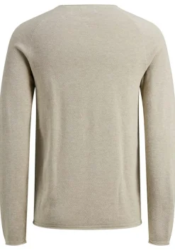 JACK & JONES slim fit trui katoen, O-hals, beige