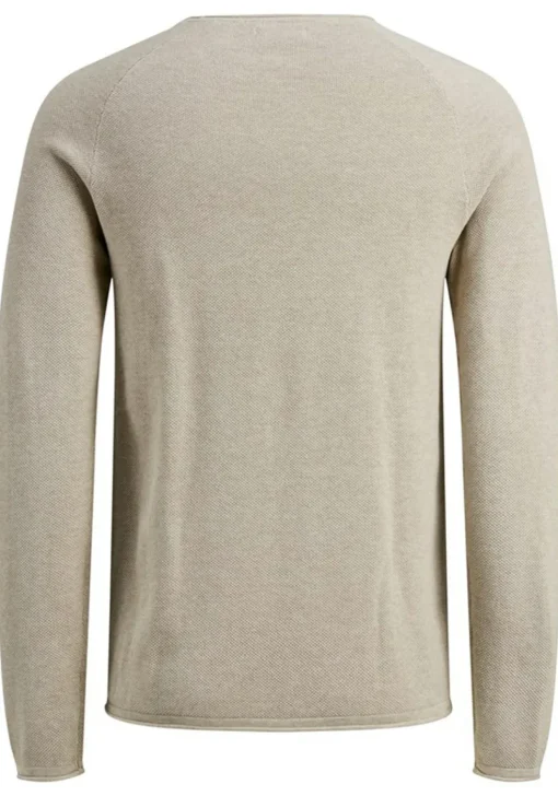 JACK & JONES slim fit trui katoen, O-hals, beige