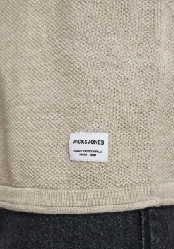 JACK & JONES slim fit trui katoen, O-hals, beige