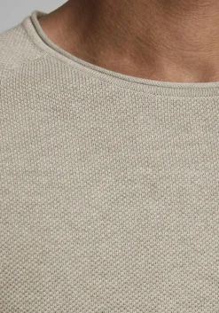 JACK & JONES slim fit trui katoen, O-hals, beige