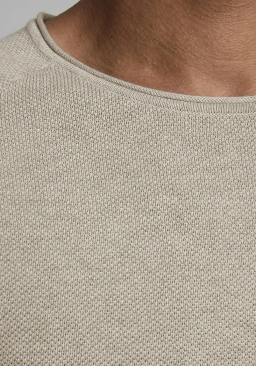 JACK & JONES slim fit trui katoen, O-hals, beige
