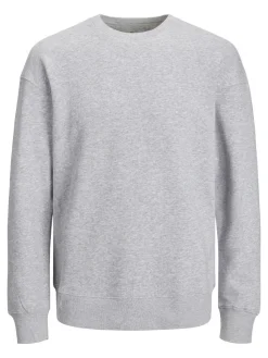 JACK & JONES Star basic sweat crew neck regular fit, heren sweatshirt katoenmengsel met O-hals, lichtgrijs melange