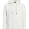 JACK & JONES Star basic sweat hood regular fit, heren hoodie katoenmengsel met capuchon, offwit