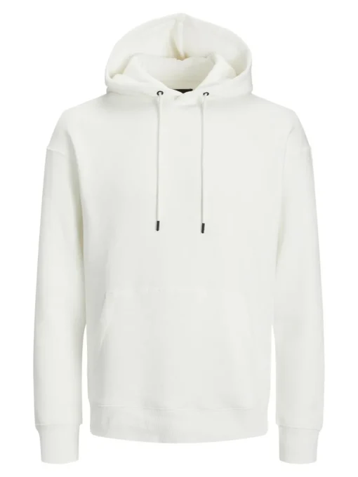 JACK & JONES Star basic sweat hood regular fit, heren hoodie katoenmengsel met capuchon, offwit