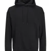 JACK & JONES Star basic sweat hood regular fit, heren hoodie katoenmengsel met capuchon, zwart