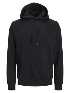 JACK & JONES Star basic sweat hood regular fit, heren hoodie katoenmengsel met capuchon, zwart