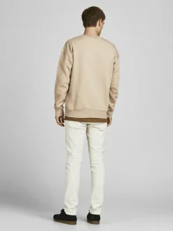 JACK & JONES Star basic sweat crew neck regular fit, heren sweatshirt katoenmengsel met O-hals, beige
