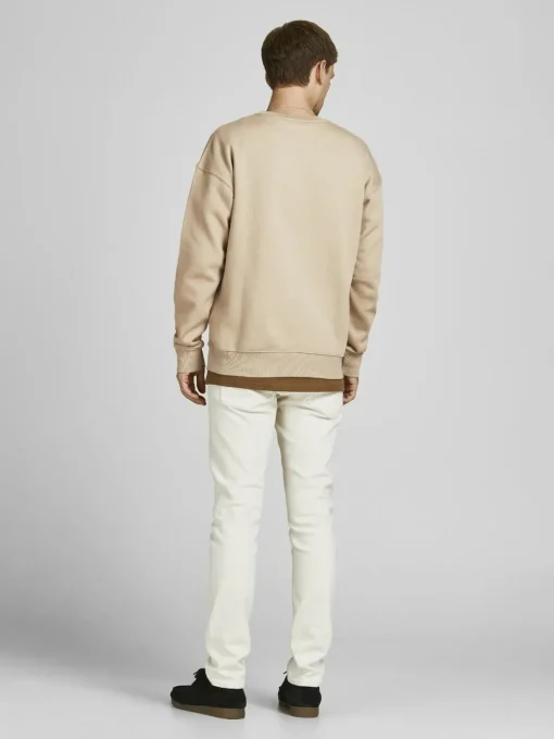 JACK & JONES Star basic sweat crew neck regular fit, heren sweatshirt katoenmengsel met O-hals, beige