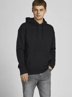 JACK & JONES Star basic sweat hood regular fit, heren hoodie katoenmengsel met capuchon, zwart