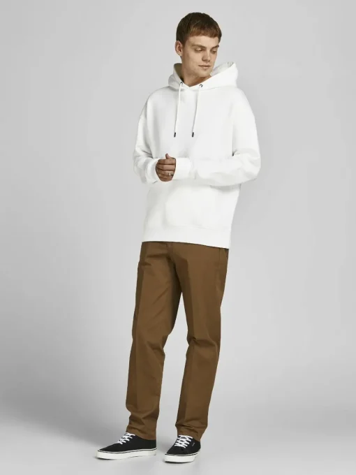 JACK & JONES Star basic sweat hood regular fit, heren hoodie katoenmengsel met capuchon, offwit