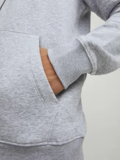 JACK & JONES Star basic sweat zip hood regular fit, heren sweatvest katoenmengsel met capuchon, lichtgrijs melange