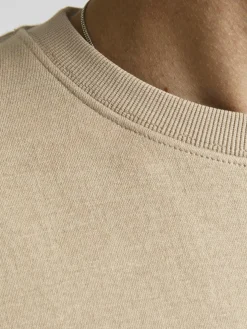 JACK & JONES Star basic sweat crew neck regular fit, heren sweatshirt katoenmengsel met O-hals, beige
