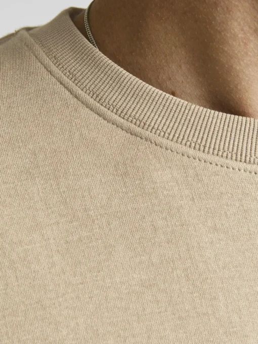 JACK & JONES Star basic sweat crew neck regular fit, heren sweatshirt katoenmengsel met O-hals, beige