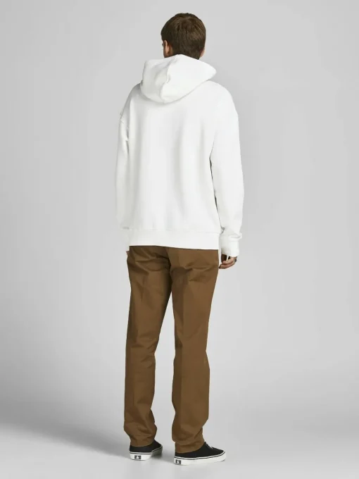 JACK & JONES Star basic sweat hood regular fit, heren hoodie katoenmengsel met capuchon, offwit