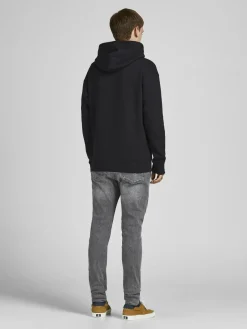 JACK & JONES Star basic sweat hood regular fit, heren hoodie katoenmengsel met capuchon, zwart